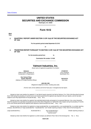 Thumbnail Valmont Industries
 10-Q Quarterly Report FY2012 