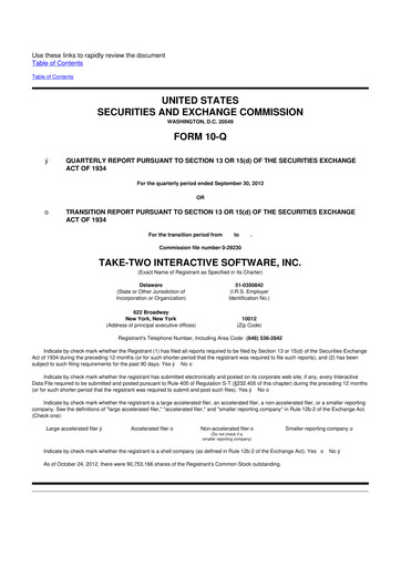 Miniature Take-Two Interactive
 10-Q Rapport trimestriel 2013 