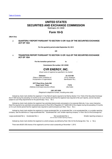 Thumbnail CVR Energy 10-Q Quarterly Report FY2012 