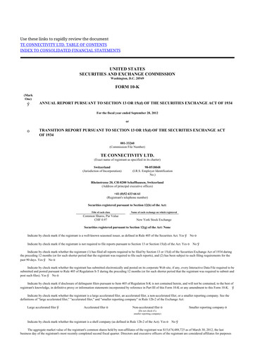 Thumbnail TE Connectivity
 10-K Annual Report 2012