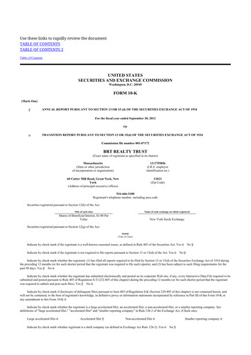 Thumbnail BRT Apartments 10-K Annual Report 2012