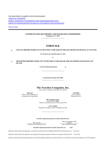 Thumbnail The Travelers Companies 10-K Annual Report 2012