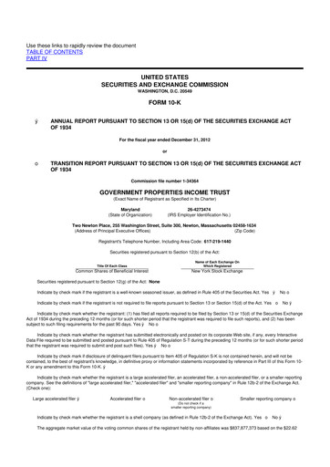 Thumbnail Office Properties Income Trust 10-K Annual Report 2012