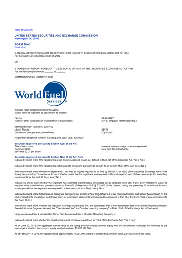 Thumbnail World Kinect 10-K Annual Report 2012