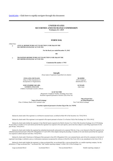 Thumbnail Aon 10-K Annual Report 2012