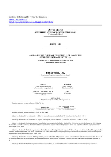 Thumbnail BankUnited
 10-K Annual Report 2012