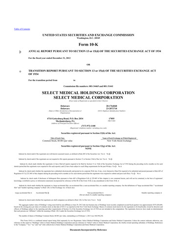 Thumbnail Select Medical Holdings 10-K Annual Report 2012