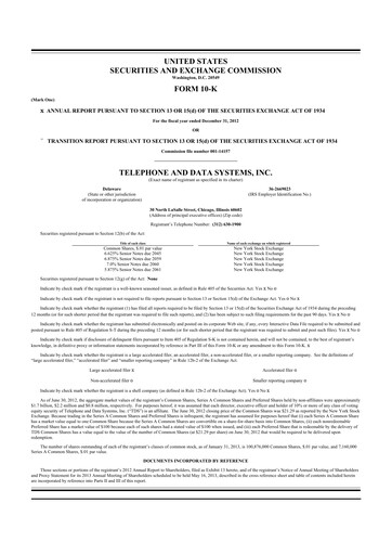 Thumbnail Telephone and Data Systems
 10-K Annual Report 2012