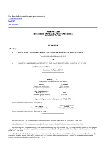 Vorschaubild Fossil Group 10-K Jahresbericht 2012