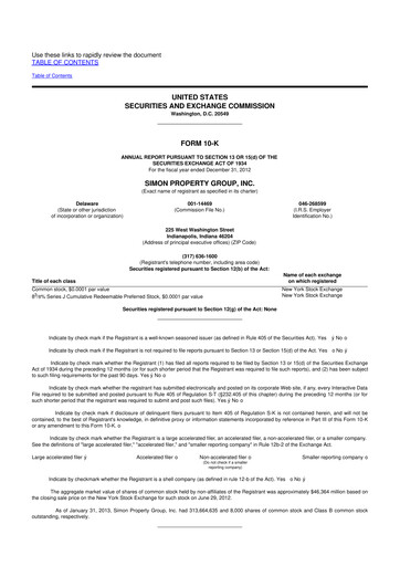 Thumbnail Simon Property Group 10-K Annual Report 