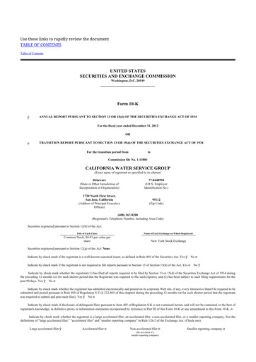 Miniature California Water Service Group 10-K Rapport annuel 2012