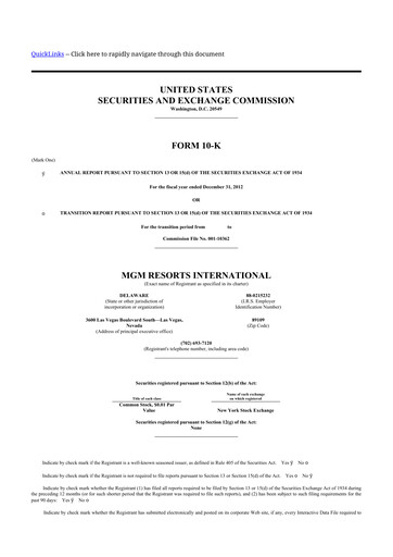 Thumbnail MGM Resorts

 10-K Annual Report 2012