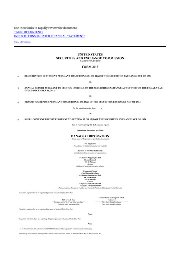 Thumbnail Danaos 20-F Annual Report 2012