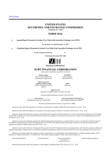 Thumbnail South State Corp 10-K Annual Report 2012