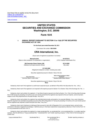 Vorschaubild CRA International
 10-K Jahresbericht 