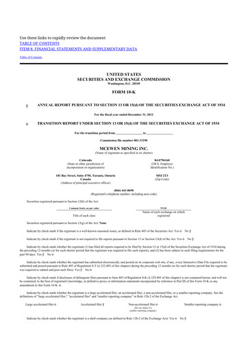 Thumbnail McEwen Mining 10-K Annual Report 2012