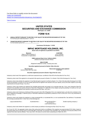 Thumbnail Impac Mortgage Holdings 10-K Annual Report 2012