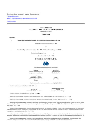 Thumbnail Douglas Dynamics
 10-K Annual Report 2012