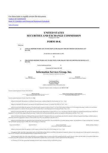 Thumbnail Information Services Group 10-K Annual Report 2012