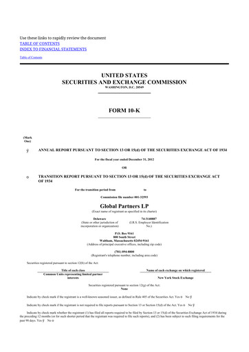 Thumbnail Global Partners LP 10-K Annual Report 2012