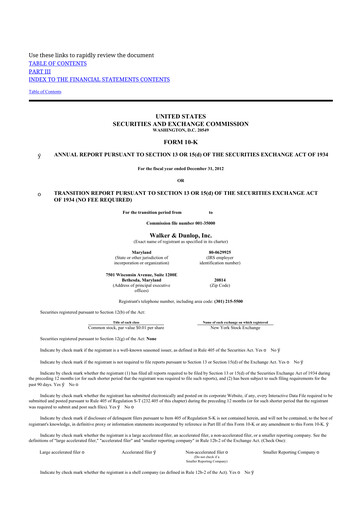 Thumbnail Walker & Dunlop

 10-K Annual Report 2012