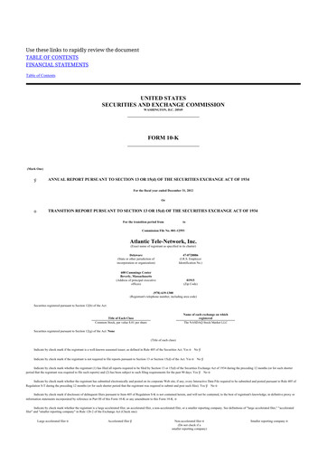 Thumbnail ATN International 10-K Annual Report 2012