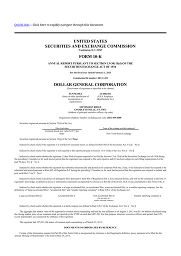 Thumbnail Dollar General 10-K Annual Report 2012