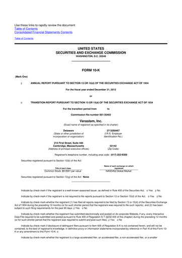Thumbnail Verastem Oncology
 10-K Annual Report 2012