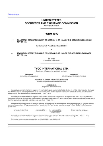 Miniature Johnson Controls
 10-Q Rapport trimestriel 2013 