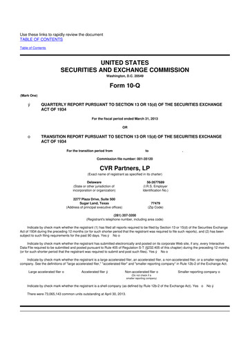 Thumbnail CVR Partners 10-Q Quarterly Report FY2013 