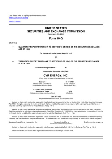 Thumbnail CVR Energy 10-Q Quarterly Report FY2013 