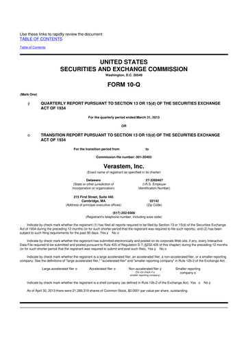 Thumbnail Verastem Oncology
 10-Q Quarterly Report FY2013 