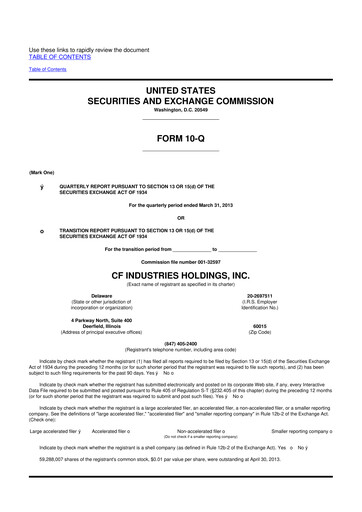 Miniature CF Industries
 10-Q Rapport trimestriel 2013 