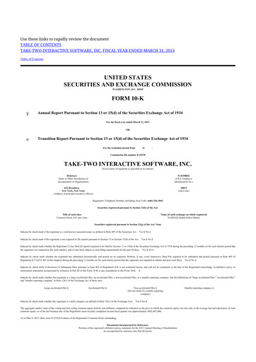 Thumbnail Take-Two Interactive
 10-K Annual Report 2013