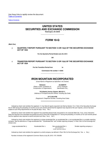 Thumbnail Iron Mountain 10-Q Quarterly Report FY2013 