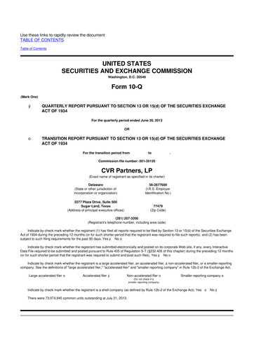 Thumbnail CVR Partners 10-Q Quarterly Report FY2013 
