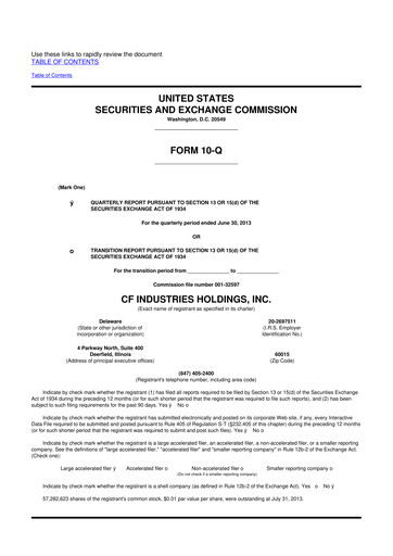 Miniature CF Industries
 10-Q Rapport trimestriel 2013 