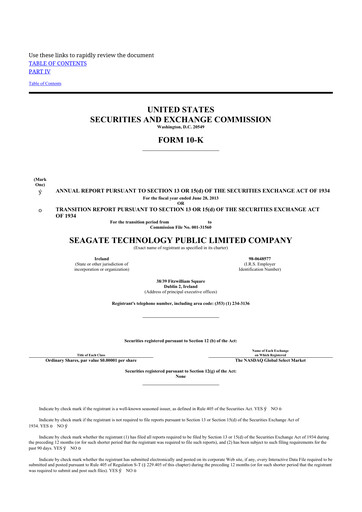 Thumbnail Seagate Technology 10-K Annual Report 2013