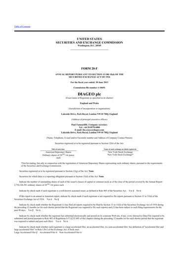 Miniature Diageo 20-F Rapport annuel 