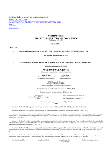 Thumbnail Accuray 10-K Annual Report 2013