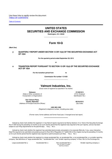 Thumbnail Valmont Industries
 10-Q Quarterly Report FY2013 