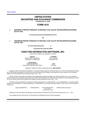 Miniature Take-Two Interactive
 10-Q Rapport trimestriel 2014 