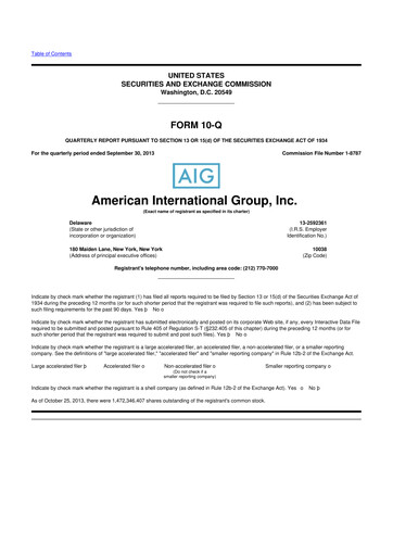 Miniature American International Group 10-Q Rapport trimestriel 2013 