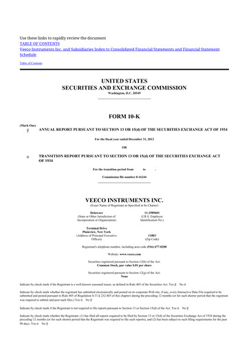 Miniature Veeco
 10-K Rapport annuel 2012