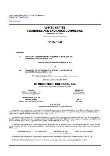 Miniature CF Industries
 10-Q Rapport trimestriel 2013 