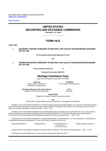 Thumbnail Heritage Commerce 10-Q Quarterly Report FY2013 