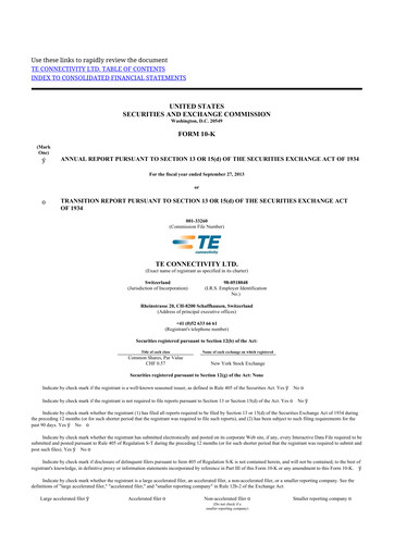 Thumbnail TE Connectivity
 10-K Annual Report 2013