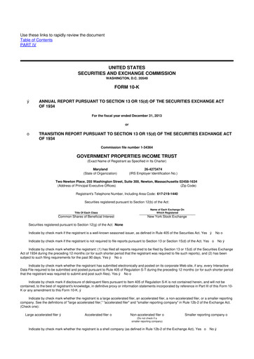 Thumbnail Office Properties Income Trust 10-K Annual Report 2013