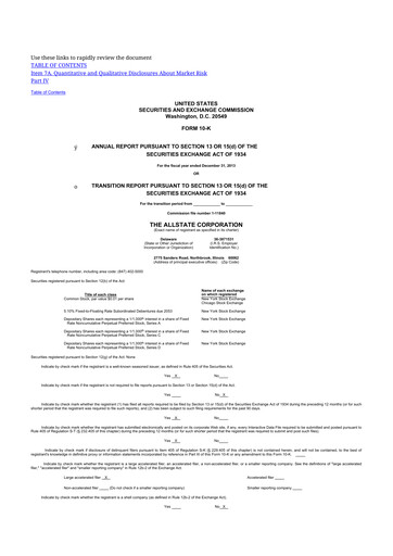 Vorschaubild Allstate 10-K Jahresbericht 2013