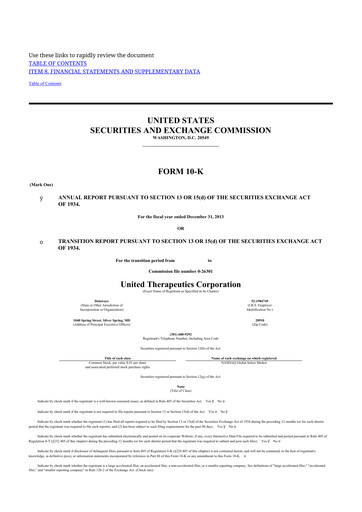 Thumbnail United Therapeutics 10-K Annual Report 2013